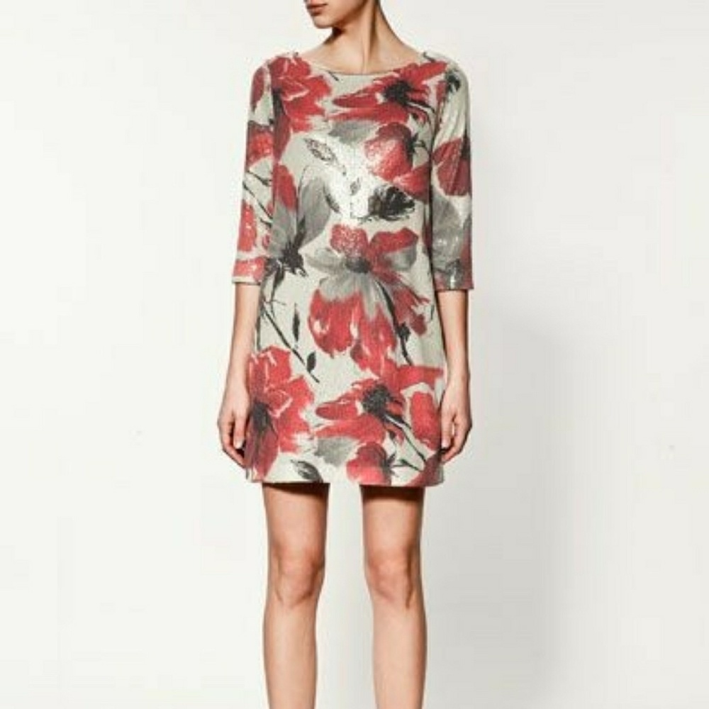 Zara Floral Sequin Dress